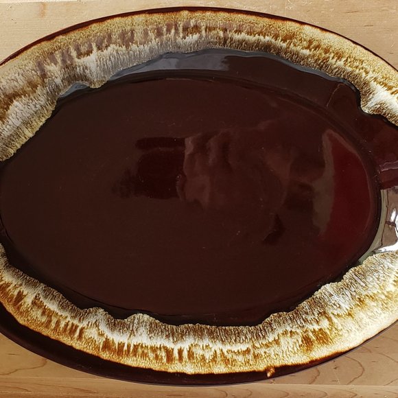 Pfaltzgraff USA Gourmet Brown Drip Oval Platter Serving Plate #20 Approx. 14" - Picture 4 of 5